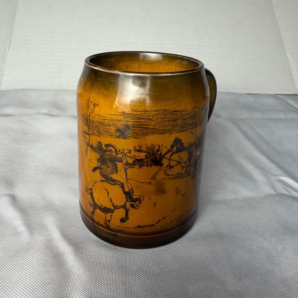 VTG Currier & Ives Winters Day Amusement Scene Mug Rothschild Bros Brown Drip - Picture 2 of 6